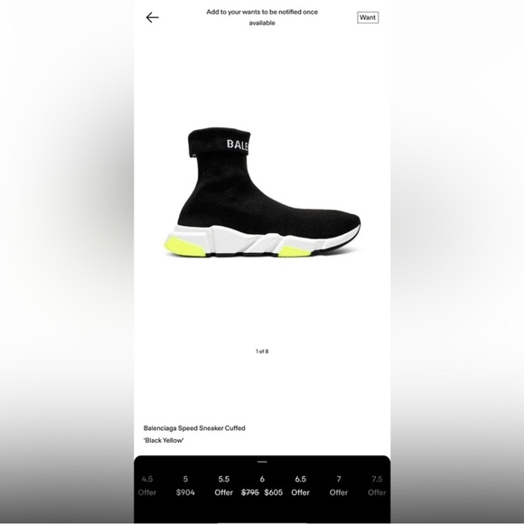 Balenciaga Speed Sneaker Cuffed 'Black and Yellow' - Picture 7 of 8